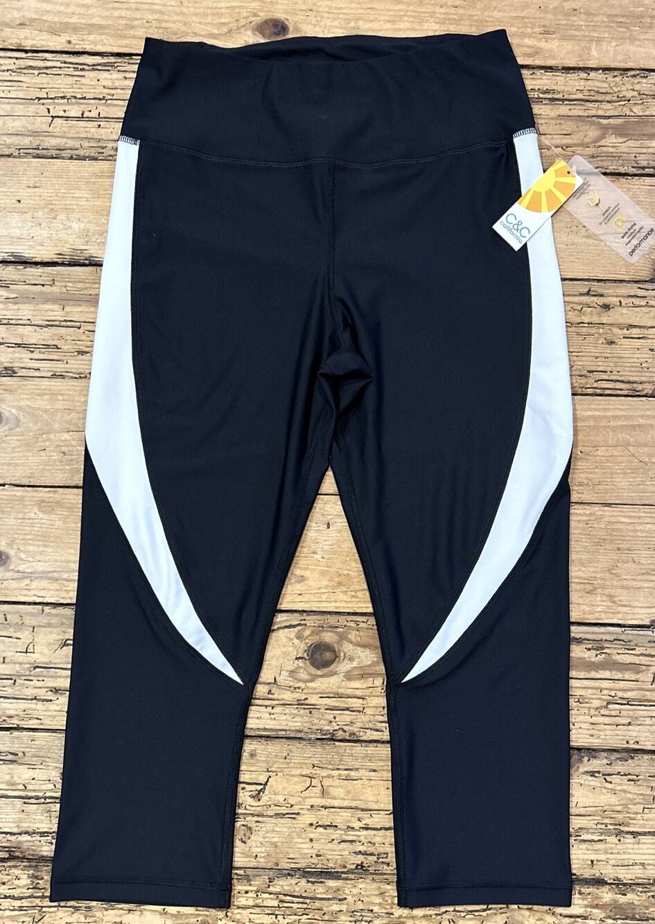 C&C California Womens Size L Black Athletic Leggings NWT